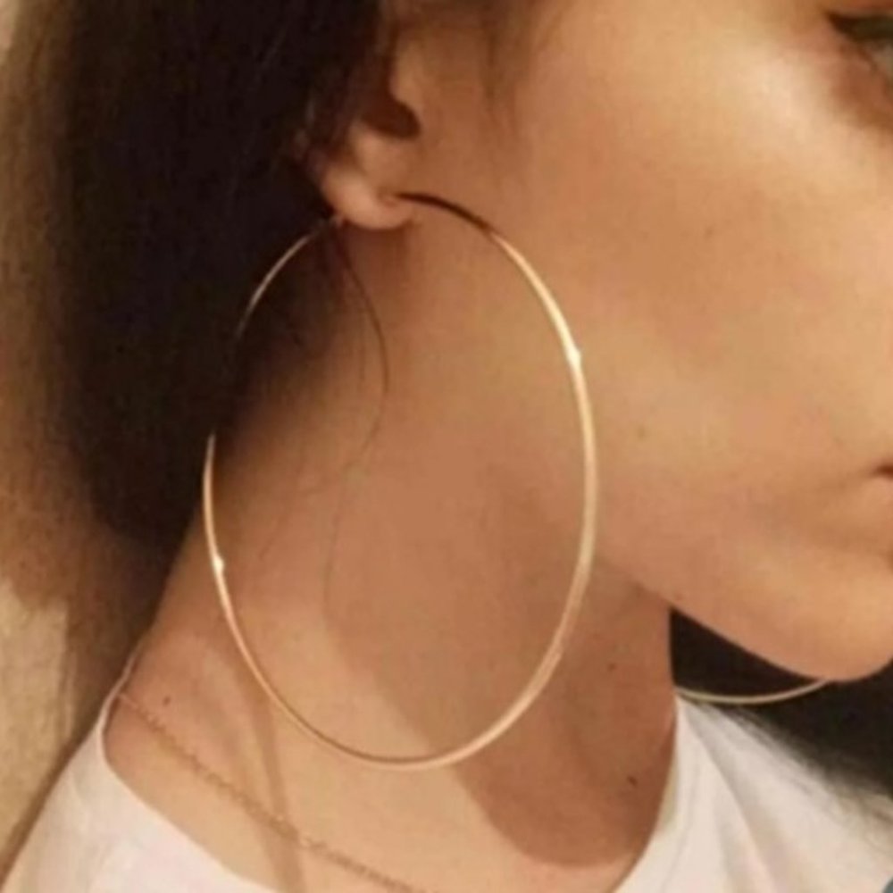 18k Gold Trendy Big  Hoop Earrings